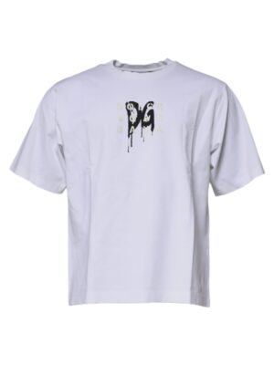 Dolce & Gabbana White DG Logo Cotton Crew Neck T-shirt