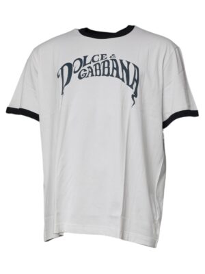Dolce & Gabbana White Graphic Print Cotton Crew Neck T-shirt