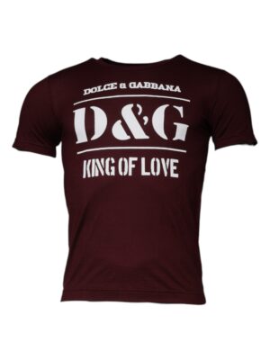 Dolce & Gabbana Dark Red D&G King Of Love Crew Neck T-shirt