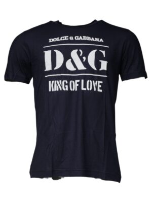 Dolce & Gabbana Blue D&G King Of Love Cotton Crew Neck T-shirt
