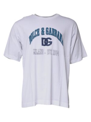 Dolce & Gabbana White DG Milano Cotton Crew Neck T-shirt