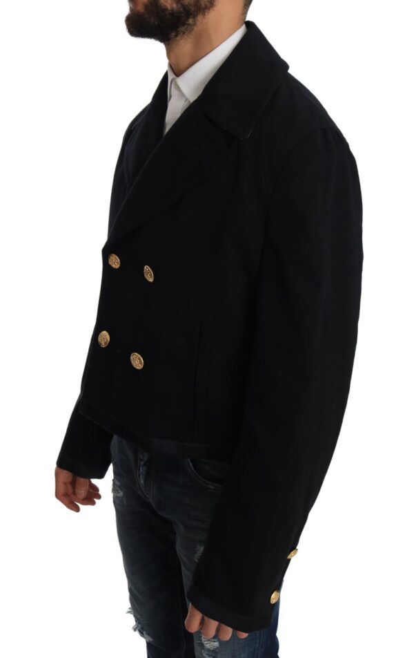 Dolce & Gabbana Elegant Dark Blue Trench Coat Jacket - Image 2