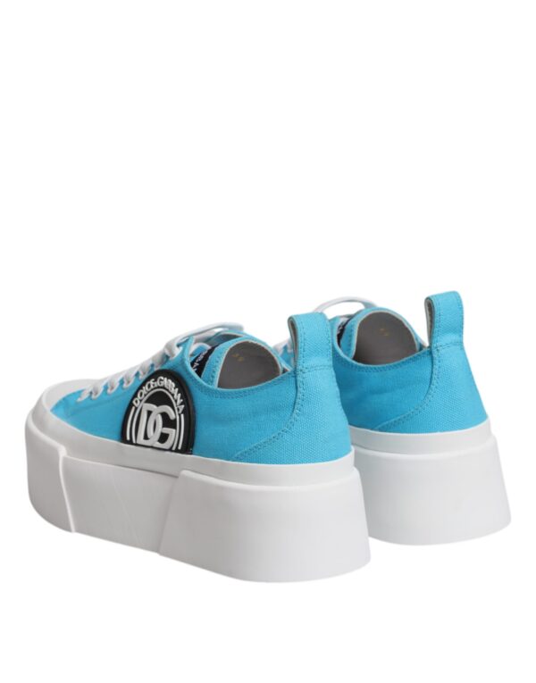 Dolce & Gabbana Blue White Canvas Logo Low Top Sneakers Shoes - Image 5