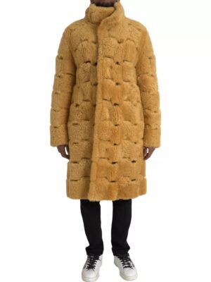 Bottega Veneta Yellow Wool Long Teddy Coat Jacket