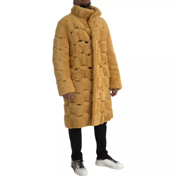 Bottega Veneta Yellow Wool Long Teddy Coat Jacket - Image 4