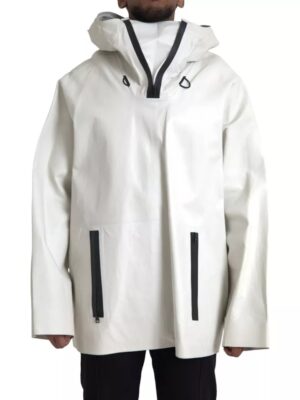 Bottega Veneta White Leather Men Waterproof Jacket Blouson