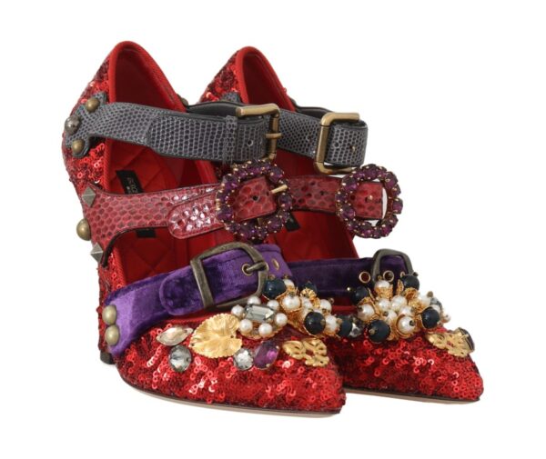 Dolce & Gabbana Red Bellucci Alta Moda Embellished Pumps - Image 6