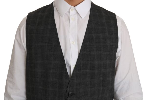Dolce & Gabbana Elegant Checkered Wool Vest for the Urbane Man - Image 2