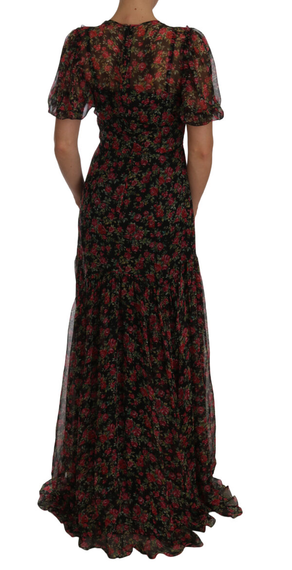 Dolce & Gabbana Elegant Floral A-Line Silk Dress - Image 2