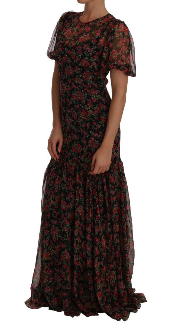 Dolce & Gabbana Elegant Floral A-Line Silk Dress - Image 4