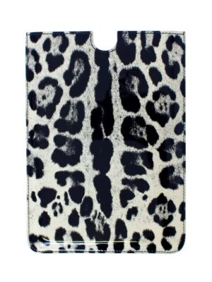 Dolce & Gabbana White Leopard Pattern Leather eBook Cover Tablet Case