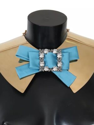 Dolce & Gabbana Gold Bow Crystal Embellished Runway Collar Necklace