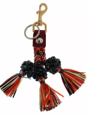 Dolce & Gabbana Multicolor Raffia Leather Clasp Finder Chain Keyring
