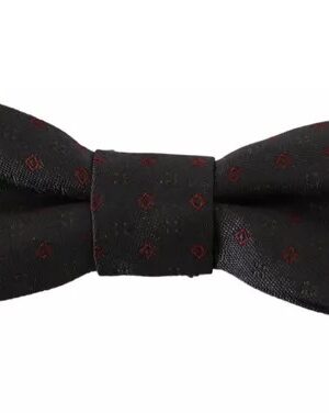 Dolce & Gabbana Gray Dotted Silk Adjustable Neck Bow Tie