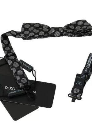 Dolce & Gabbana Black Silk Circles Men Necktie Bow Tie