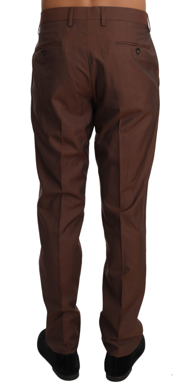 Dolce & Gabbana Elegant Brown Wool-Silk Formal Pants - Image 3