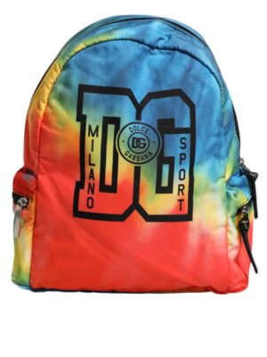 Dolce & Gabbana Multicolor Tie Dye Nylon Logo Print Kids Backpack Bag