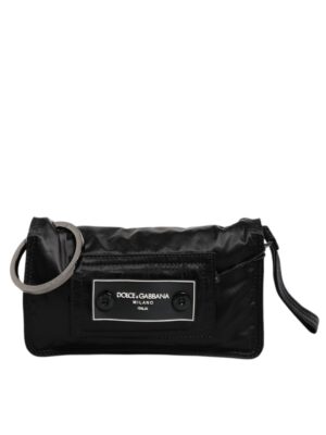 Dolce & Gabbana Black Fabric Logo Two Way Clutch Crossbody Bag