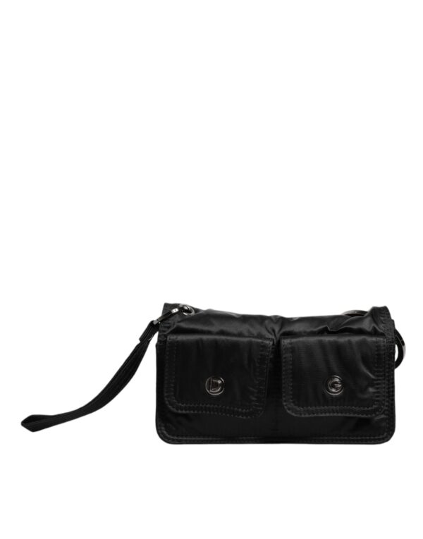Dolce & Gabbana Black Fabric Logo Two Way Clutch Crossbody Bag - Image 4