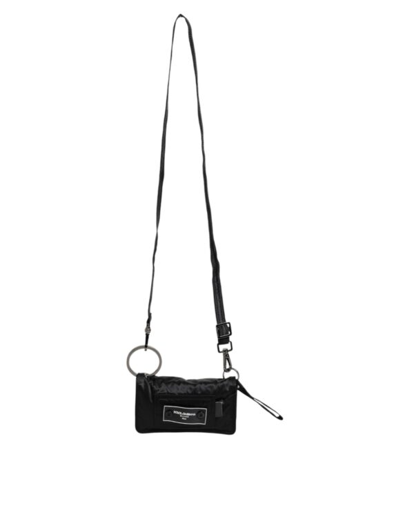 Dolce & Gabbana Black Fabric Logo Two Way Clutch Crossbody Bag - Image 6