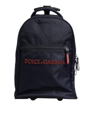 Dolce & Gabbana Blue Red Polyester Kids Back Pack Wheel Suitcase Bag