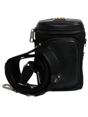 Dolce & Gabbana Black Leather Logo Purse Crossbody Camera Bag