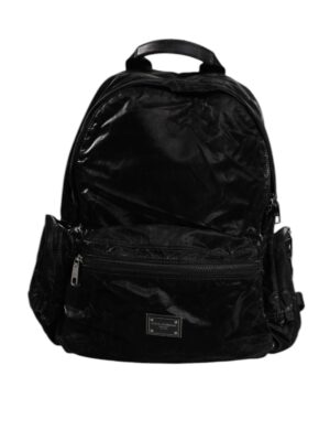 Dolce & Gabbana Black Nylon Logo Plaque Travel School Backpack Bag