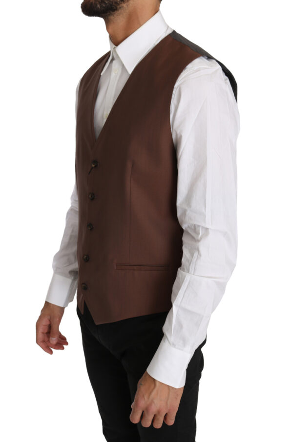 Dolce & Gabbana Sleek Bronze & Gray Formal Vest Slim Fit - Image 4