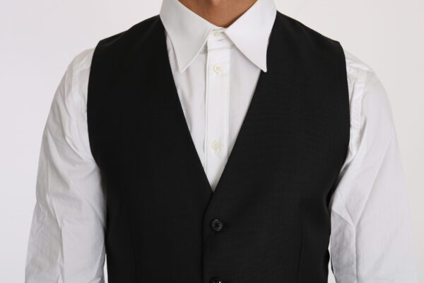 Dolce & Gabbana Sleek Black Wool-Silk Formal Vest - Image 2