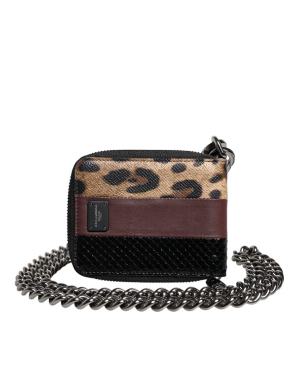 Dolce & Gabbana Multicolor Leopard Leather DG Bifold Card Holder Wallet - Image 5