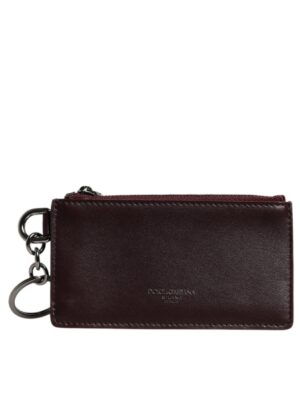 Dolce & Gabbana Brown Calfskin Leather DG Logo Card Holder Wallet