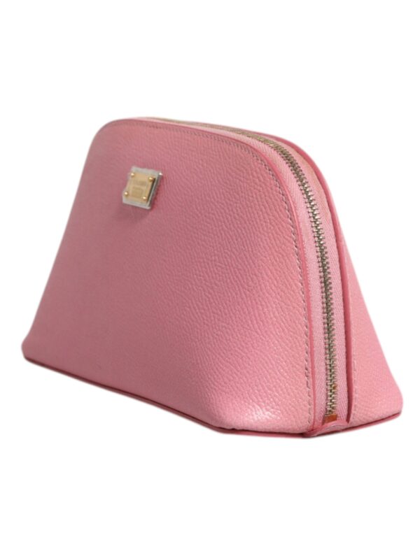 Dolce & Gabbana Pink Leather DG Logo Zip Around Hand Purse Pouch Wallet - Image 3