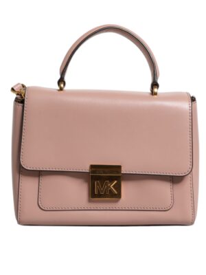 Michael Kors Pink Leather Logo Plaque Crossbody MINDY Satchel Bag
