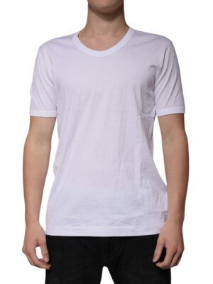 Dolce & Gabbana White Cotton Round Neck Short Sleeves T-shirt
