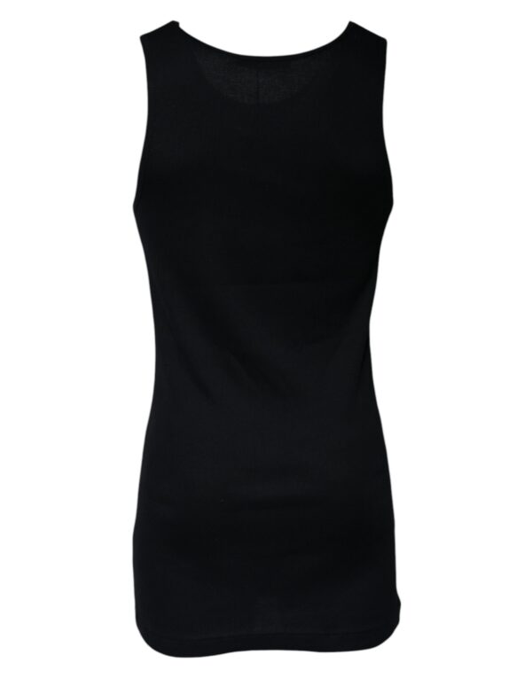 Dolce & Gabbana Black Cotton Sleeveless Round Neck Tank T-shirt - Image 4