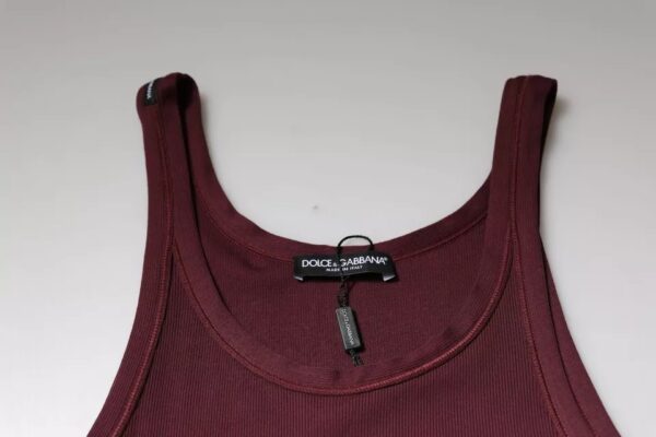 Dolce & Gabbana Maroon Cotton Sleeveless Round Neck Tank T-shirt - Image 7