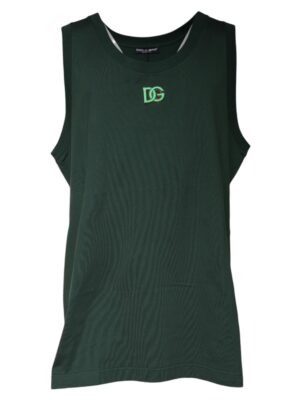 Dolce & Gabbana Green DG Sleeveless Round Neck Tank T-shirt