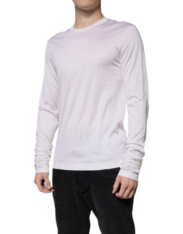 Dolce & Gabbana White Silk Crew Neck Men Pullover Sweater - Image 3