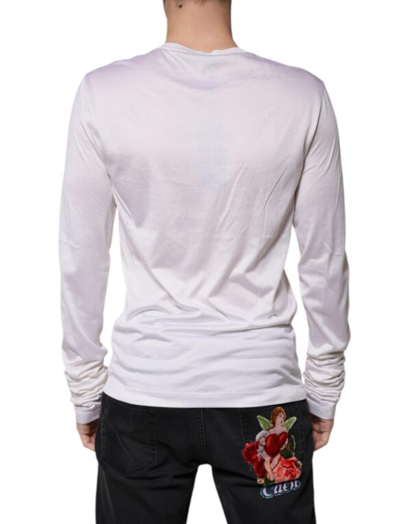 Dolce & Gabbana White Silk Crew Neck Men Pullover Sweater - Image 4