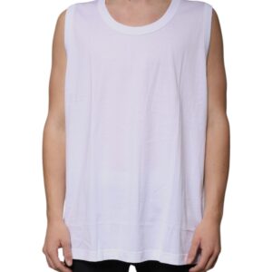 Dolce & Gabbana White Cotton Sleeveless Round Neck Tank T-shirt