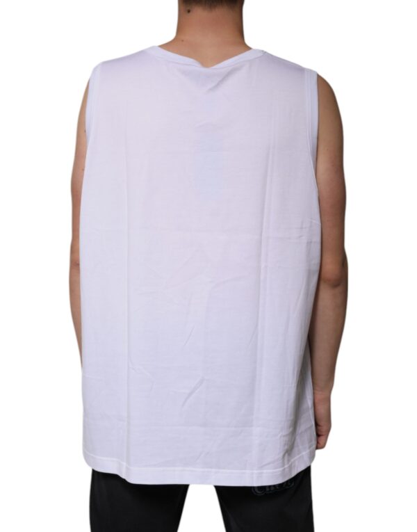 Dolce & Gabbana White Cotton Sleeveless Round Neck Tank T-shirt - Image 4