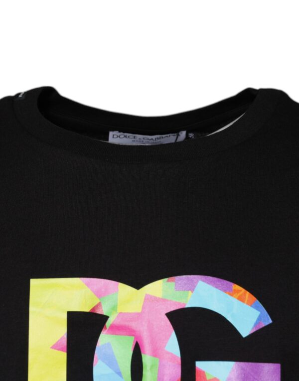 Dolce & Gabbana Black Logo Print Cotton Crew Neck T-shirt - Image 3