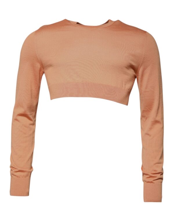 Dolce & Gabbana Beige Wool Crewneck Pullover Cropped Sweater - Image 2