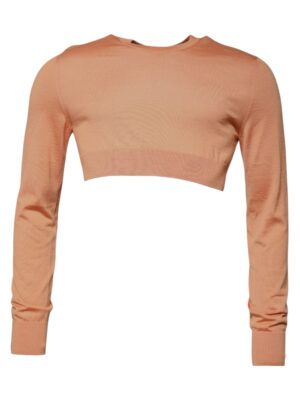 Dolce & Gabbana Beige Wool Crewneck Pullover Cropped Sweater