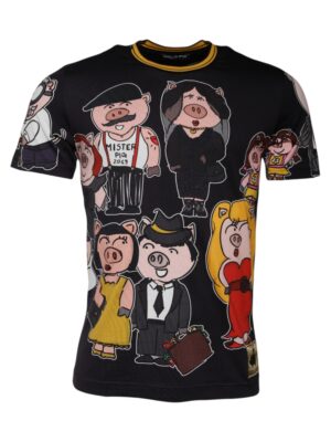 Dolce & Gabbana Black 2019 Year Of The Pig Crew Neck T-shirt