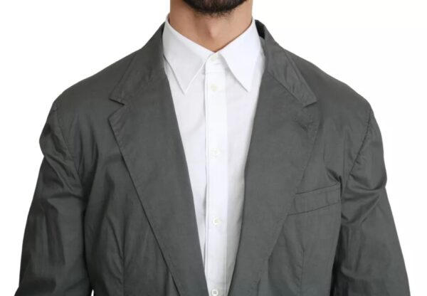 Dolce & Gabbana Gray Cotton Single Breasted Formal Blazer - Image 6