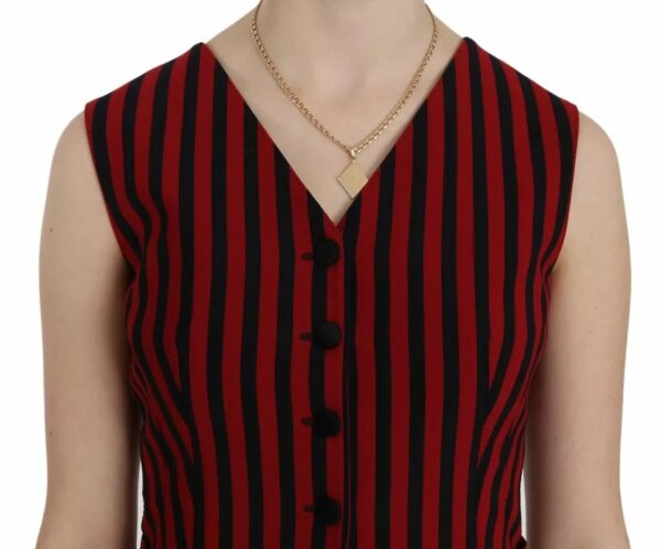 Dolce & Gabbana Red Black Stripe Vest Waistcoat Blouse Top - Image 6