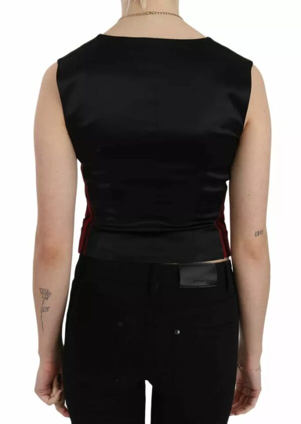 Dolce & Gabbana Red Black Stripe Vest Waistcoat Blouse Top - Image 5
