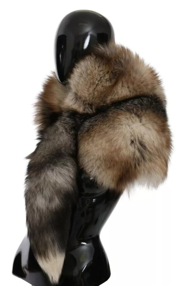 Dolce & Gabbana Brown Fox Tail Fur Shawl Neck Wrap Cover Collar Scarf - Image 3