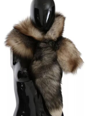 Dolce & Gabbana Brown Fox Tail Fur Shawl Neck Wrap Cover Collar Scarf
